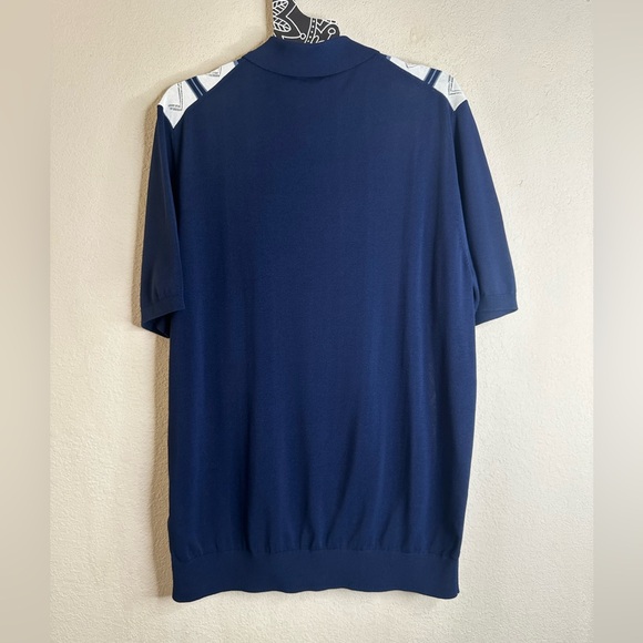 Reiss Navy and White Striped Full Zip Polo - Picture 4 of 8